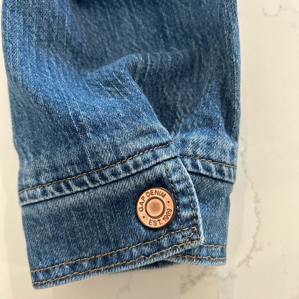 GAP Blue Denim Mini Dress Jacket - Picture 10 of 11